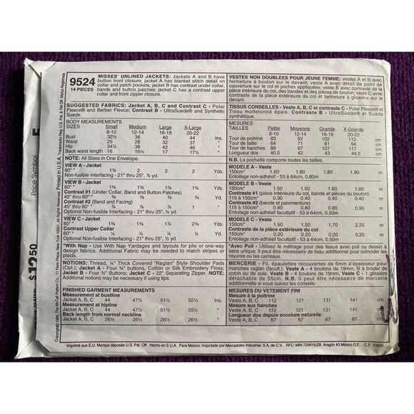 McCalls sewing pattern 9524 Women's cardigan jacket Sz s-XL - Picture 3 of 5